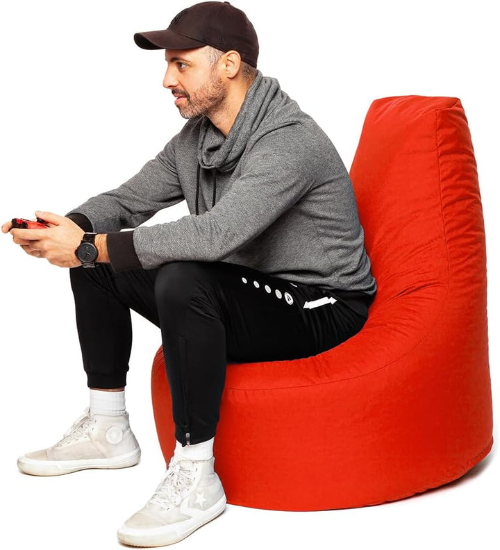 PATCH HOME Gamer Sessel inkl. Würfel Bean Bag Set Ø75cm, 30cm Sitzhöhe, 80cm Höhe + 35x35cm Würfel R