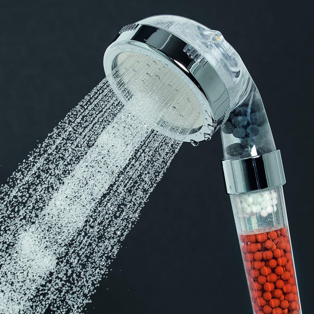 EASYmaxx Wellness-Duschkopf mit Mineralperlen & 3 Wasserstrahl-Modi | Spart 30% Wasser bei ca. 50% m