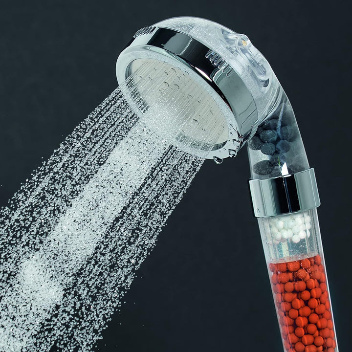 EASYmaxx Wellness-Duschkopf mit Mineralperlen & 3 Wasserstrahl-Modi | Spart 30% Wasser bei ca. 50% m