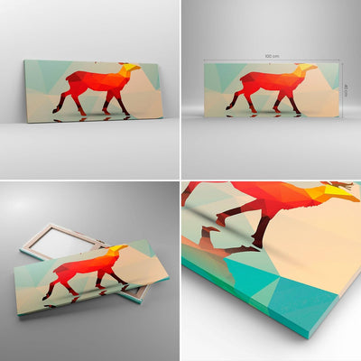 ARTTOR Bilder auf Leinwand 100x40cm Leinwandbild Hirsch Illustration modern Grafik Gross Wanddeko Bi