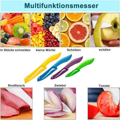 Keramikmesser Set 4 - Sehr scharf Gemüsemesser Gute Handhabung küchenmesser klein, Enthält ein 7.6cm
