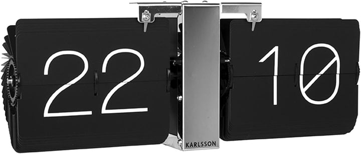 Karlsson Flip Uhr No Case Schwarz, Standfuss Verchrohmt, Metall, Black, 8.5 x 36 x 14 cm, KA5601BK
