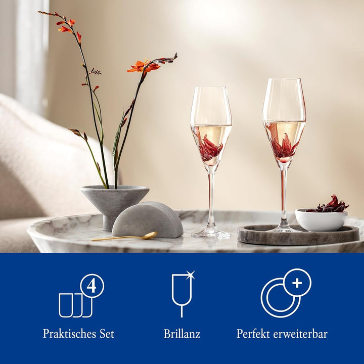 Villeroy &amp; Boch – La Divina Champagnerkelch Set 4 teilig, Champagner Gläser, Sektkelche, hochwertige