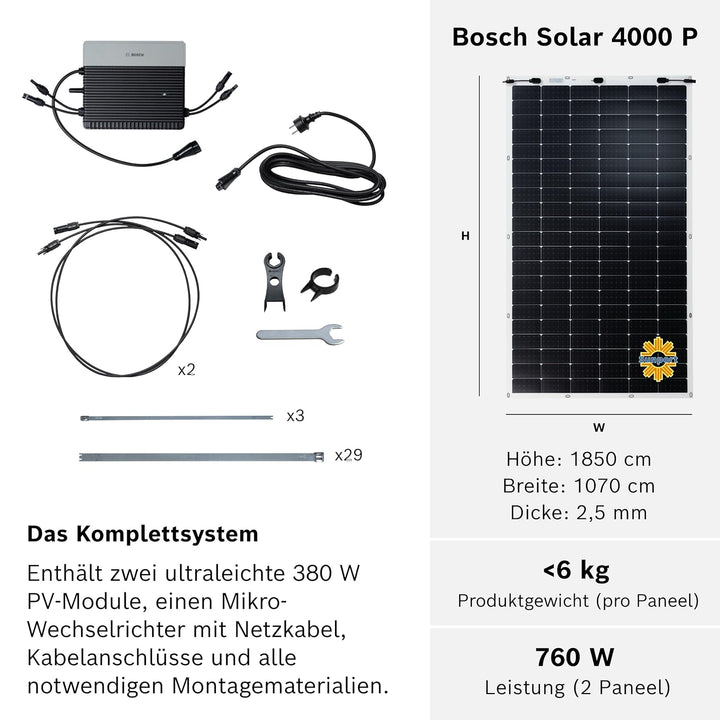 Bosch Solar 4000 P 600 W Balkonkraftwerk - Ultraleichtes (, 600.0 Watt
