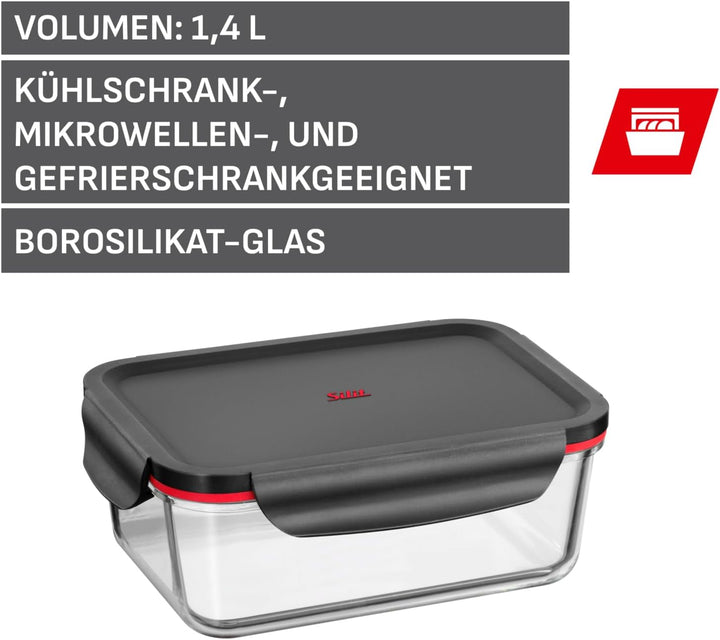 Silit Storio Vorratsdose 21 x 14 cm, Glas, Vorratsglas, luftdichter Aroma-Deckel, Frischhaltedose zu