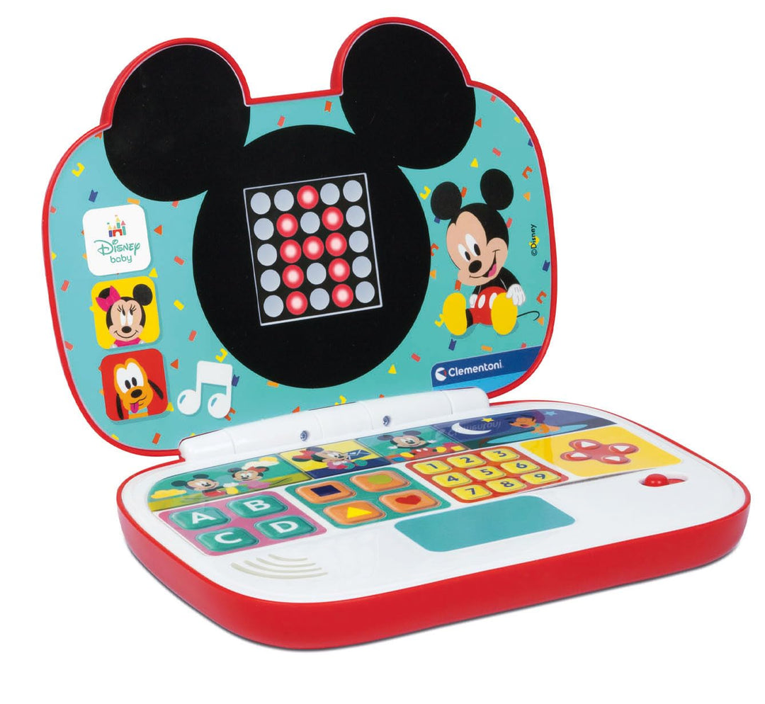 Clementoni - Disney Baby Mickey-Mein erster Laptop, elektronisches Lerncomputer, tragbar, Aktivität