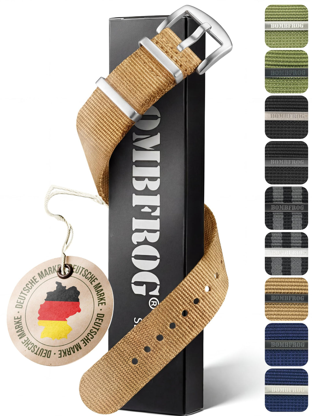 NATO Strap Uhrenarmband Nylon, Dornenschliesse - Uhrenarmbänder 18 mm 20mm 22mm 24mm, Uhrenarmband N