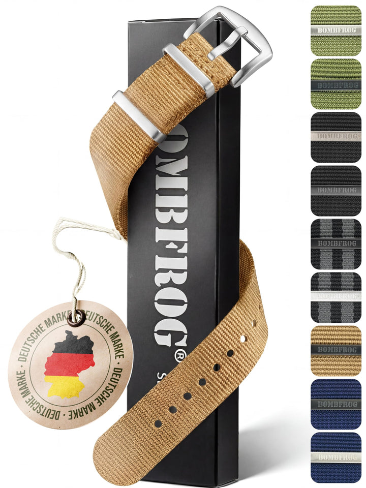 NATO Strap Uhrenarmband Nylon, Dornenschliesse - Uhrenarmbänder 18 mm 20mm 22mm 24mm, Uhrenarmband N
