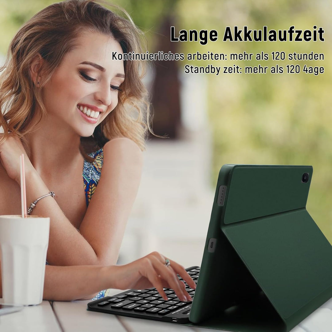 Hülle mit Tastatur für Samsung Tab S6 Lite (Deutsches QWERTZ), Galaxy Tab S6 Lite Hülle mit Pencil H