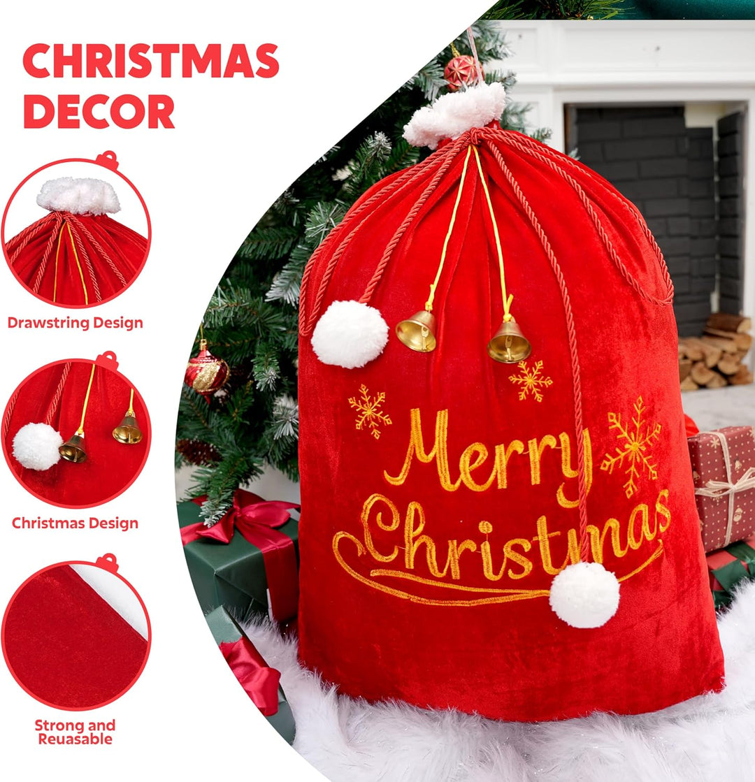 JOYIN Weihnachtsges sack 31" x 27", Weihnachtsmann-Sack mit Kordelzug für Indoor-Weihnachtsges-Dekor