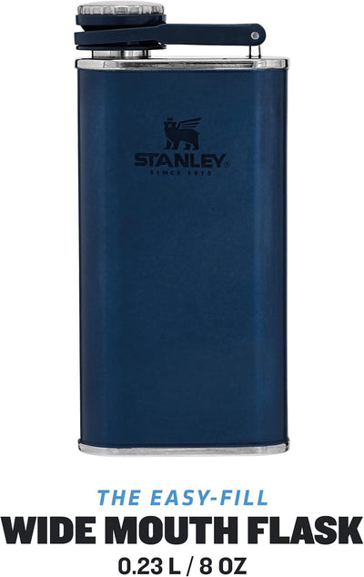 Stanley Classic Wide Mouth Flask 236 ml Nighfall mit Never-Lose Kappe - Edelstahl Flachmann mit Weit