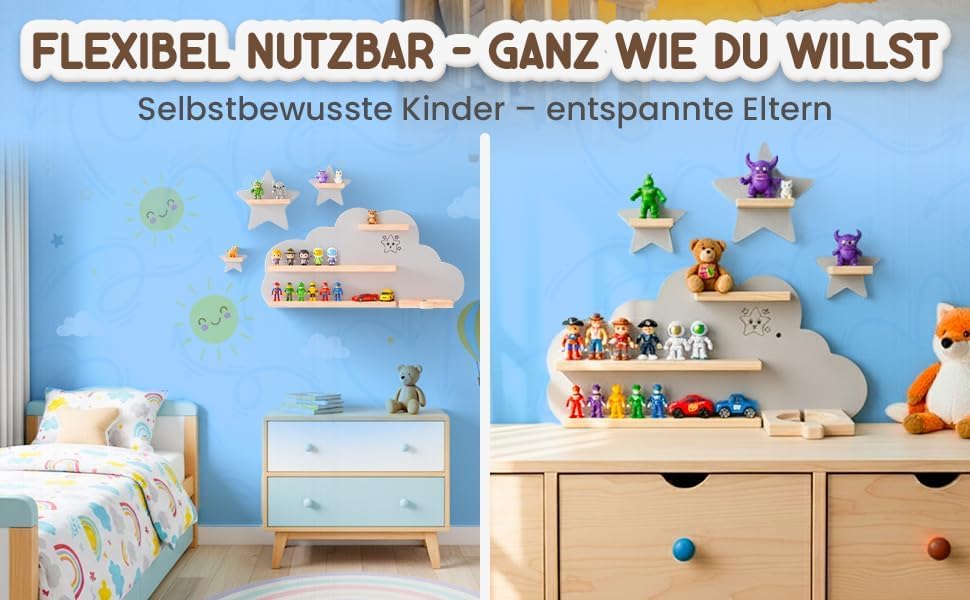 Twinklertoy’s Hörbox Wandregal aus Holz – mit magnetischer Halterung & zusätzlichen Sternen – für 30