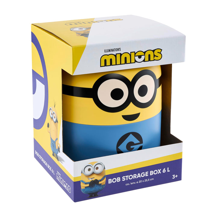 keeeper minions Aufbewahrungsbehälter Bob, 20 x 20 x 25 cm, 6 l, Stapelbar und leicht zu öffnen, Auf