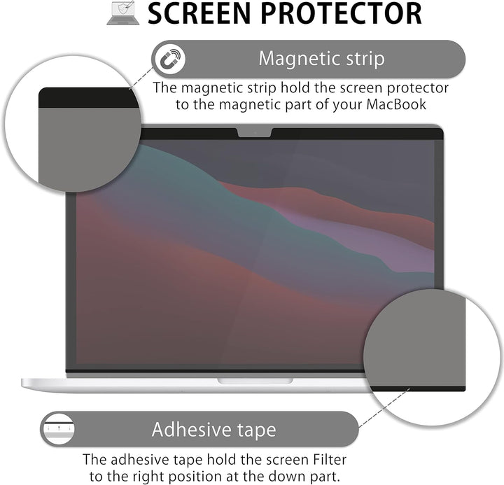 MyGadget Magnetische Sichtschutzfolie kompatibel mit MacBook Pro 13 Inch (2016-2022,M1,M2) | MacBook