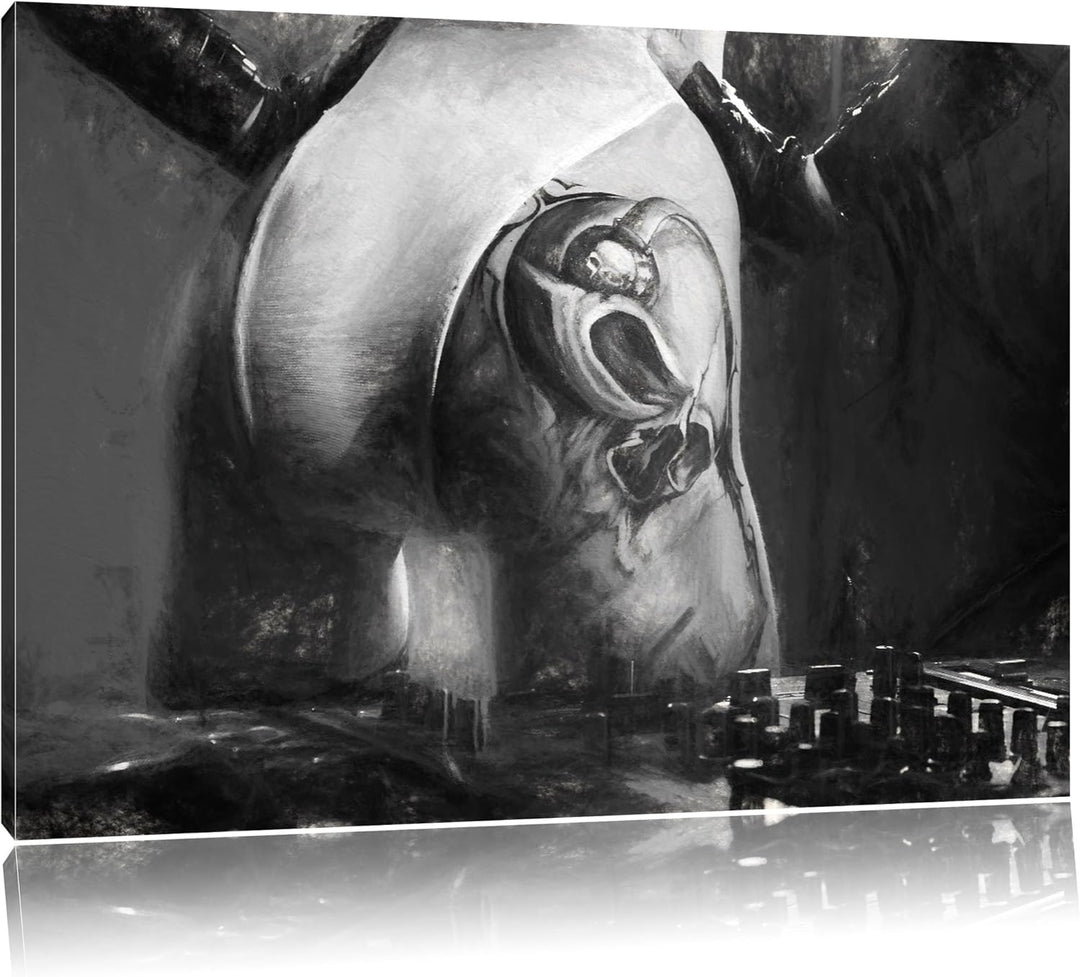 Pixxprint Sexy Frau am Plattenpult als Leinwandbild/Grösse: 100x70 cm/Wandbild/Kunstdruck/fertig bes