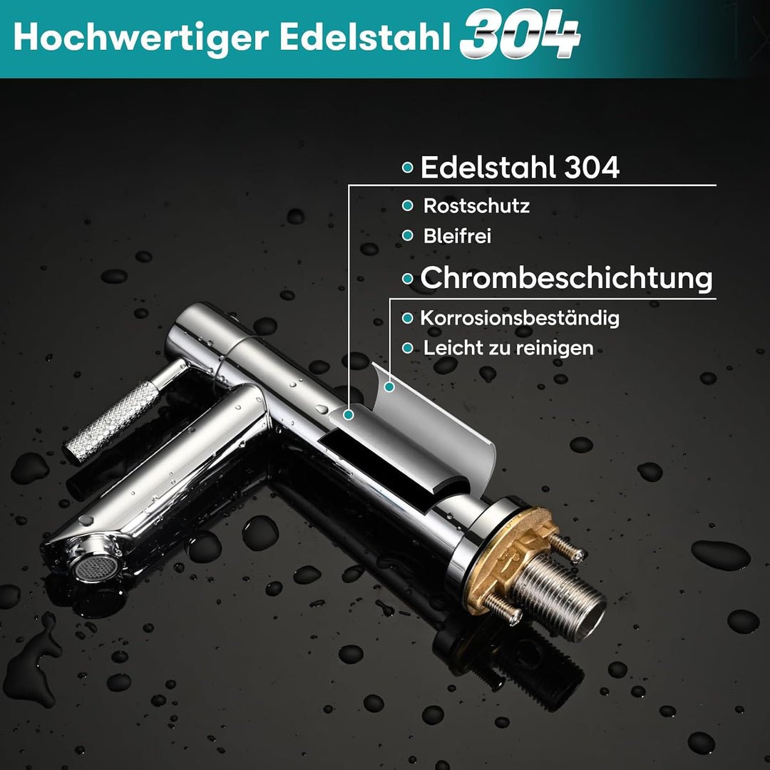 JZX Wasserhahn Bad Kaltwasserhahn aus 304 Edelstahl Chrom für Gäste WC | Verchromt, Einhebelarmatur,