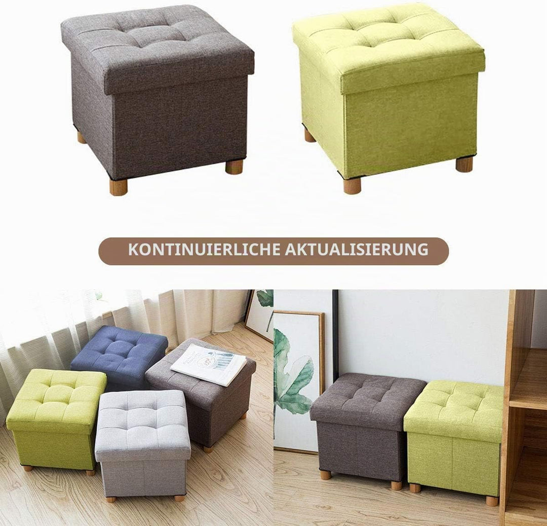 BRIAN & DANY Sitztruhe Sitzhocker Fusshocker mit Stauraum und Deckel mit Holzfüssen, 38 x 38 x 38 cm