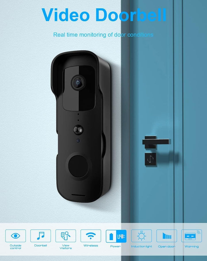 Winnes Kabellose Türklingel für den Aussenbereich, 1080p, IP65, wasserdicht, mit Kamera, 155 ° Weitw