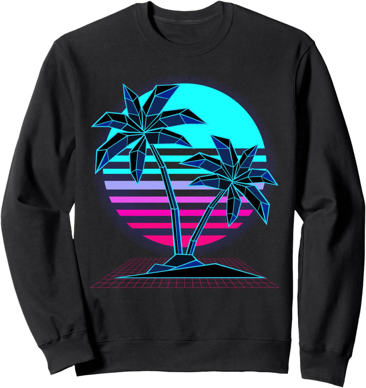Vaporwave Aesthetic Palmen Sonnenuntergang Japanische Musik Sweatshirt
