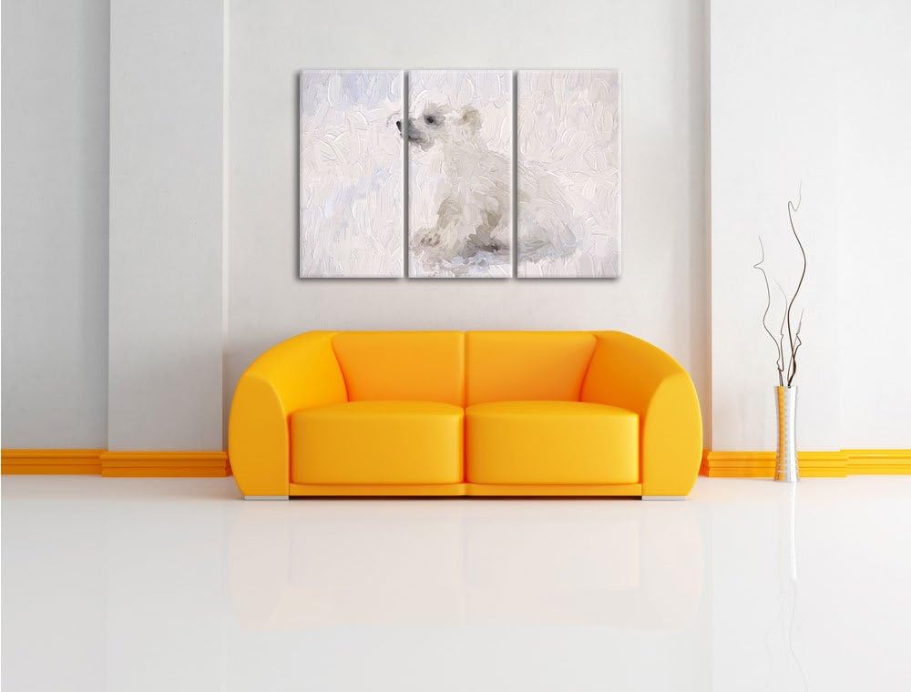 Pixxprint niedliches Eisbär Baby Kunst als Leinwandbild/Grösse: 3 Teilig (120x80) / Wandbild/Kunstdr
