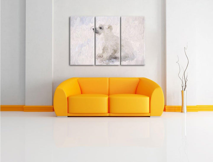 Pixxprint niedliches Eisbär Baby Kunst als Leinwandbild/Grösse: 3 Teilig (120x80) / Wandbild/Kunstdr