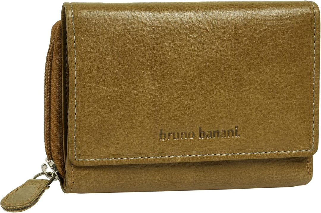 bruno banani kleine Geldbörse im Querformat Echt Leder Damen | RFID-Schutz, Clever konzipiert, Kompa