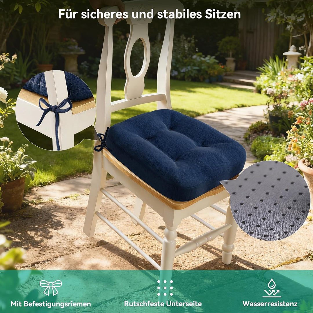 Codi Sitzkissen 40x40×8 cm 6er Set, Extra Dicke, Bequeme Stuhlkissen mit wasserabweisendem Bezug – W