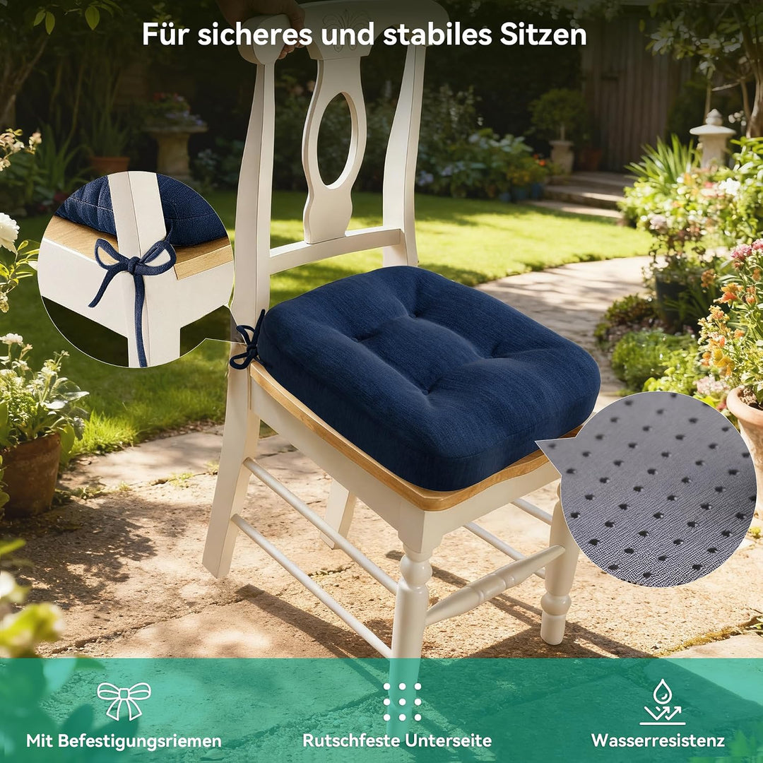 Codi Sitzkissen 40x40×8 cm 2er Set, Extra Dicke, Bequeme Stuhlkissen mit wasserabweisendem Bezug – W