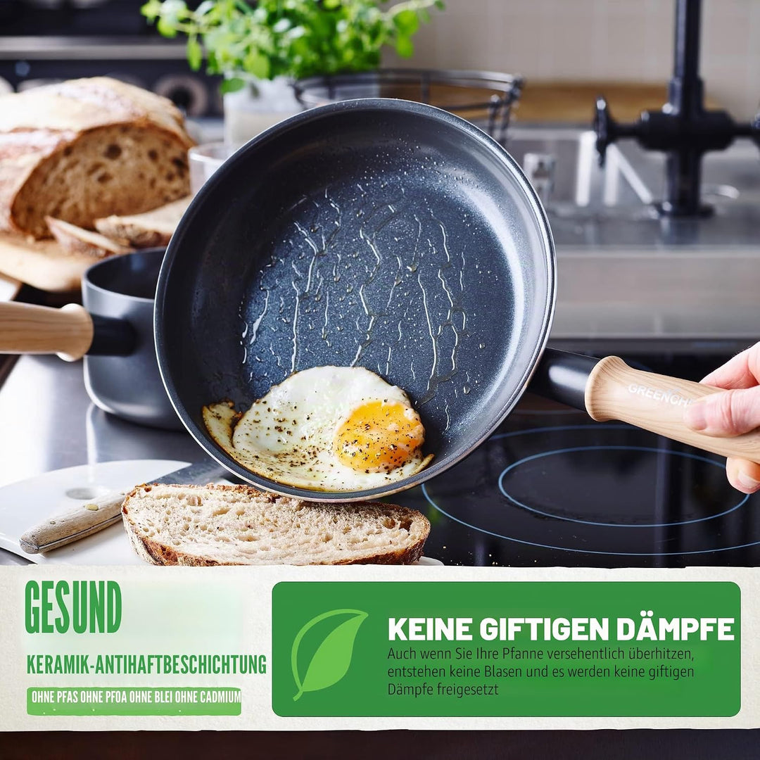 GreenChef Vintage Gesunde Keramische Antihaftbeschichtung, 20cm/3,1 Liter Stielkasserole, Griff in H