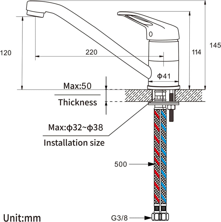 CECIPA Wasserhahn Küche Hochdruck Edelstahl, Küchenarmatur Einhebelmischer, armatur küche 360° Drehb