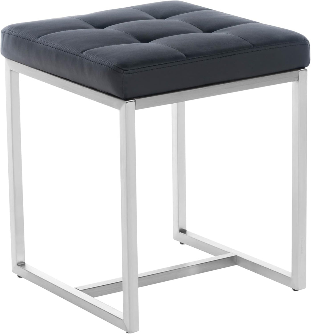 CLP 2er Set Edelstahl-Sitzhocker Barci Kunstleder I Moderne Hocker Mit Hochwertiger Polsterung Und B