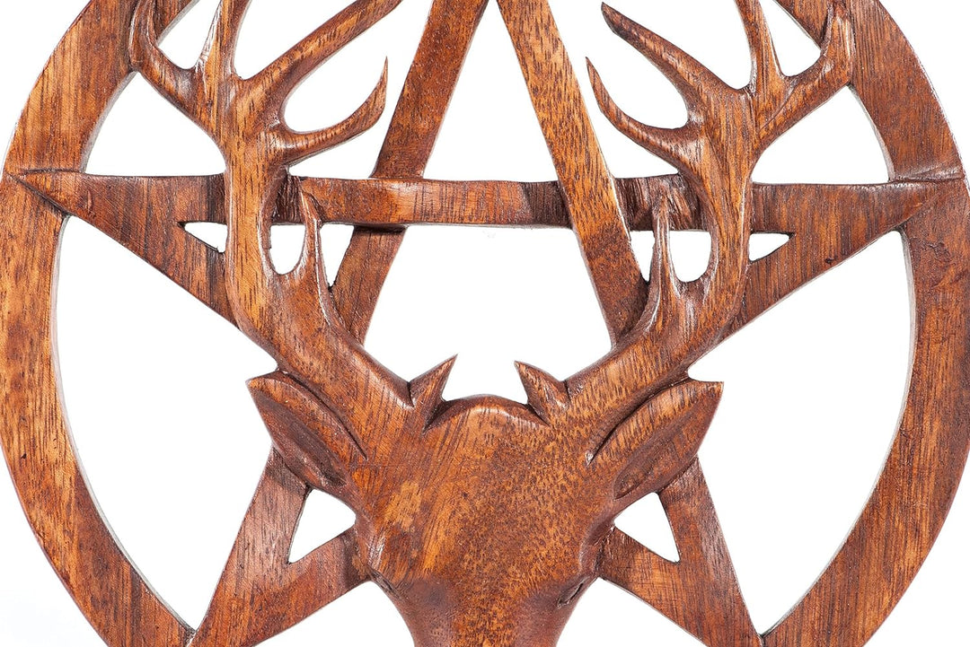 Windalf Keltische Wanddekoration CERNUNNOS Ø 25 cm Hirsch Pentagramm Wandfigur Celtic Wandkunst Schu