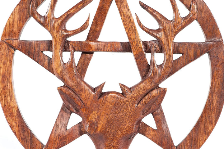 Windalf Keltische Wanddekoration CERNUNNOS Ø 25 cm Hirsch Pentagramm Wandfigur Celtic Wandkunst Schu