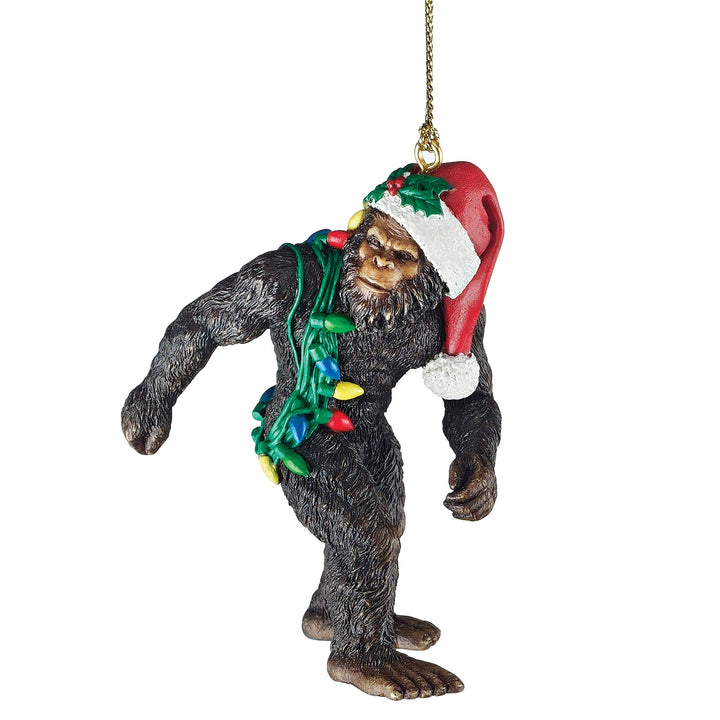 Design Toscano Bigfoot, der Weihnachts-Yeti mit Sabtas Mütze Witzige Weihnachtsbaumdeko, Polyresin,