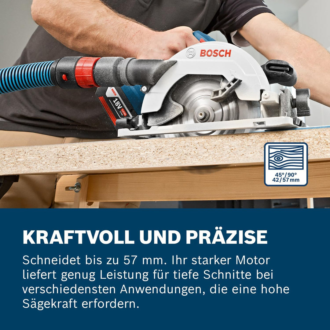 Bosch Professional 18V System Akku Kreissäge GKS 18V-57 G (Sägeblatt-Ø: 165 mm, Schnitttiefe: 57 mm,