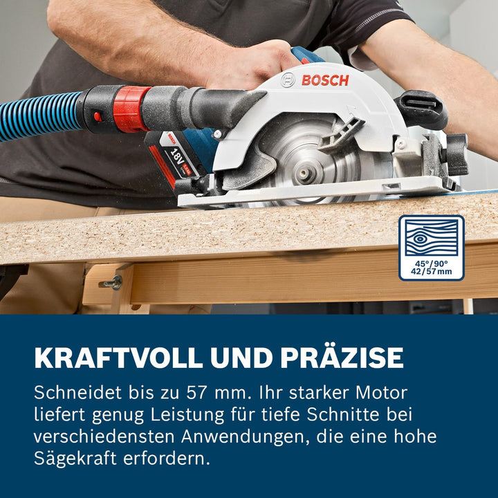Bosch Professional 18V System Akku Kreissäge GKS 18V-57 G (Sägeblatt-Ø: 165 mm, Schnitttiefe: 57 mm,