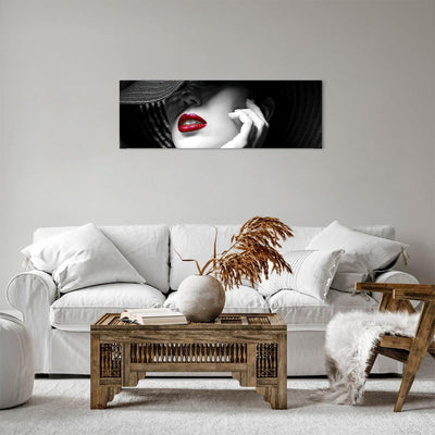 Panorama Bilder auf Leinwand Frau Gesicht Lippen Leinwandbild 90x30cm Wandbilder Dekoration Wohnzimm