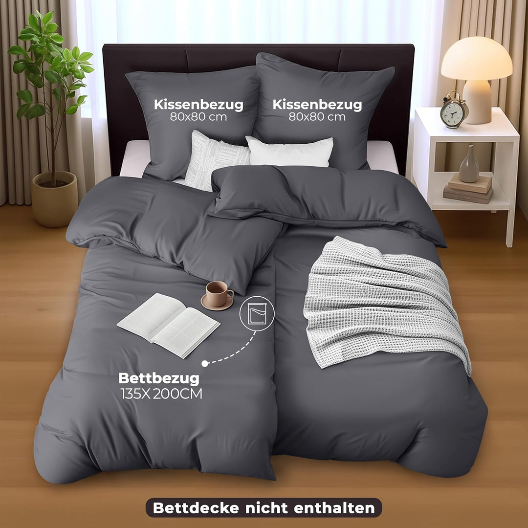 Utopia Bedding Bettwäsche 135x200 4teilig - Mikrofaser 2 Bettbezug 135x200 cm + 2 Kissenbezüge 80x80
