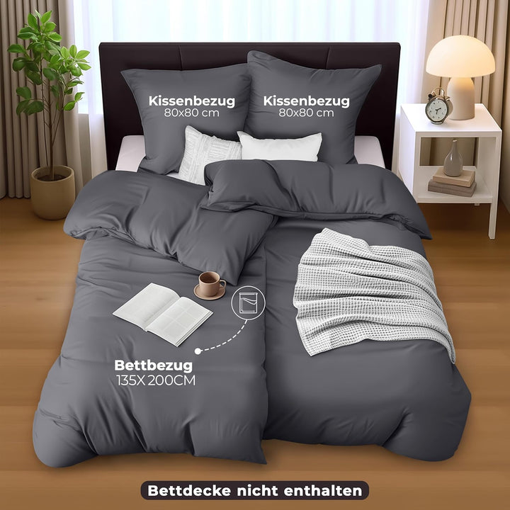 Utopia Bedding Bettwäsche 135x200 4teilig - Mikrofaser 2 Bettbezug 135x200 cm + 2 Kissenbezüge 80x80