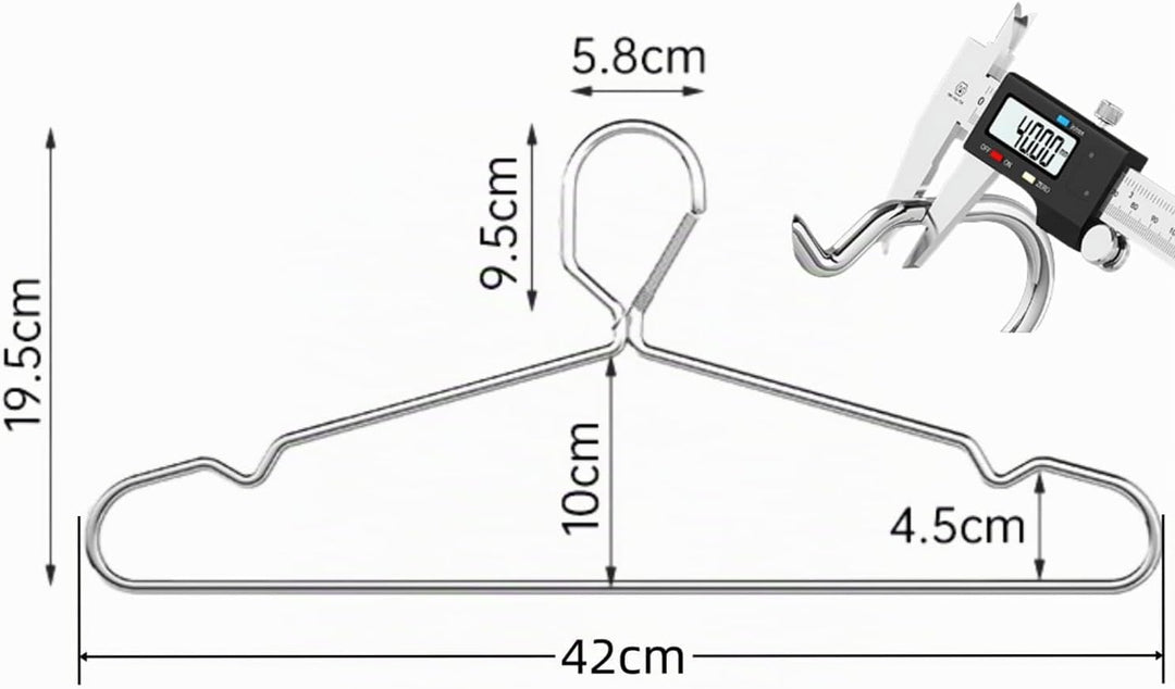 10 Stück 41,9 cm Drahtbügel, 4 mm, abschliessbare Kleiderbügel, Edelstahl, schmal, dünn, strapazierf