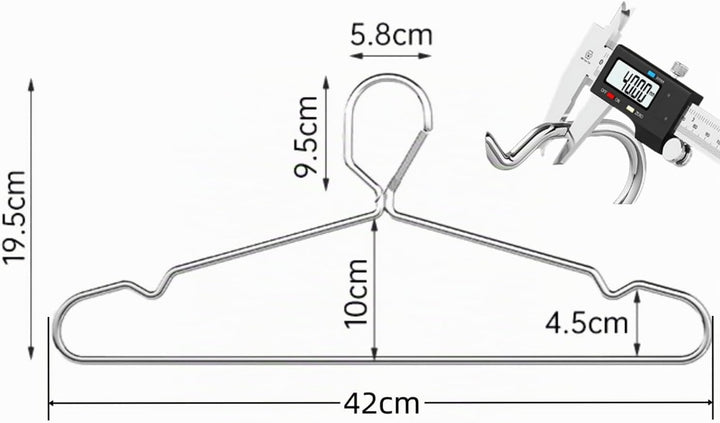 10 Stück 41,9 cm Drahtbügel, 4 mm, abschliessbare Kleiderbügel, Edelstahl, schmal, dünn, strapazierf