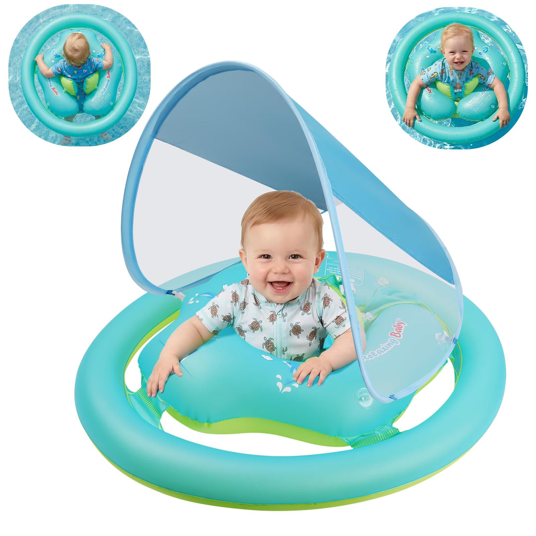Schwimmring Baby mit Abnehmbarem Sonnendach 12 bis 36 Monaten(1-3 Jahr) Schwimmsitz Kinderbecken Bab