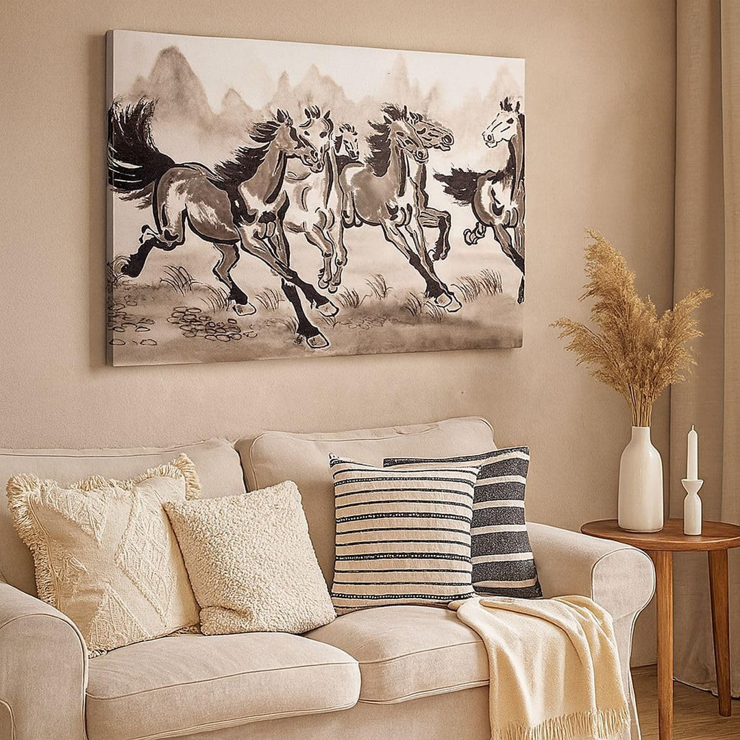 ARTTOR Bilder auf Leinwand 100x70cm Leinwandbild Pferd Abbildung Natur Gross Wanddeko Bild Schlafzim