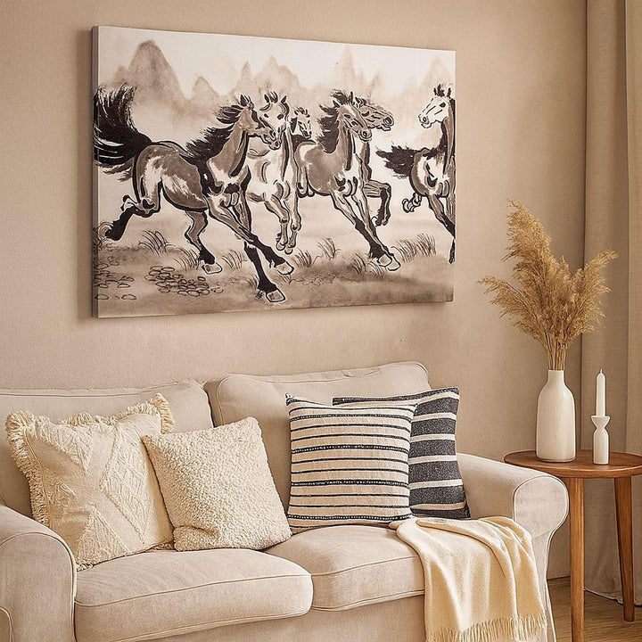 ARTTOR Bilder auf Leinwand 100x70cm Leinwandbild Pferd Abbildung Natur Gross Wanddeko Bild Schlafzim