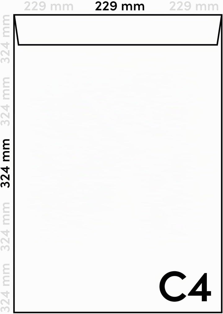 Netuno 250x Versandtasche Weiss DIN C4 229 x 324 mm 90g weisser Briefumschlag gross ohne Fenster haf