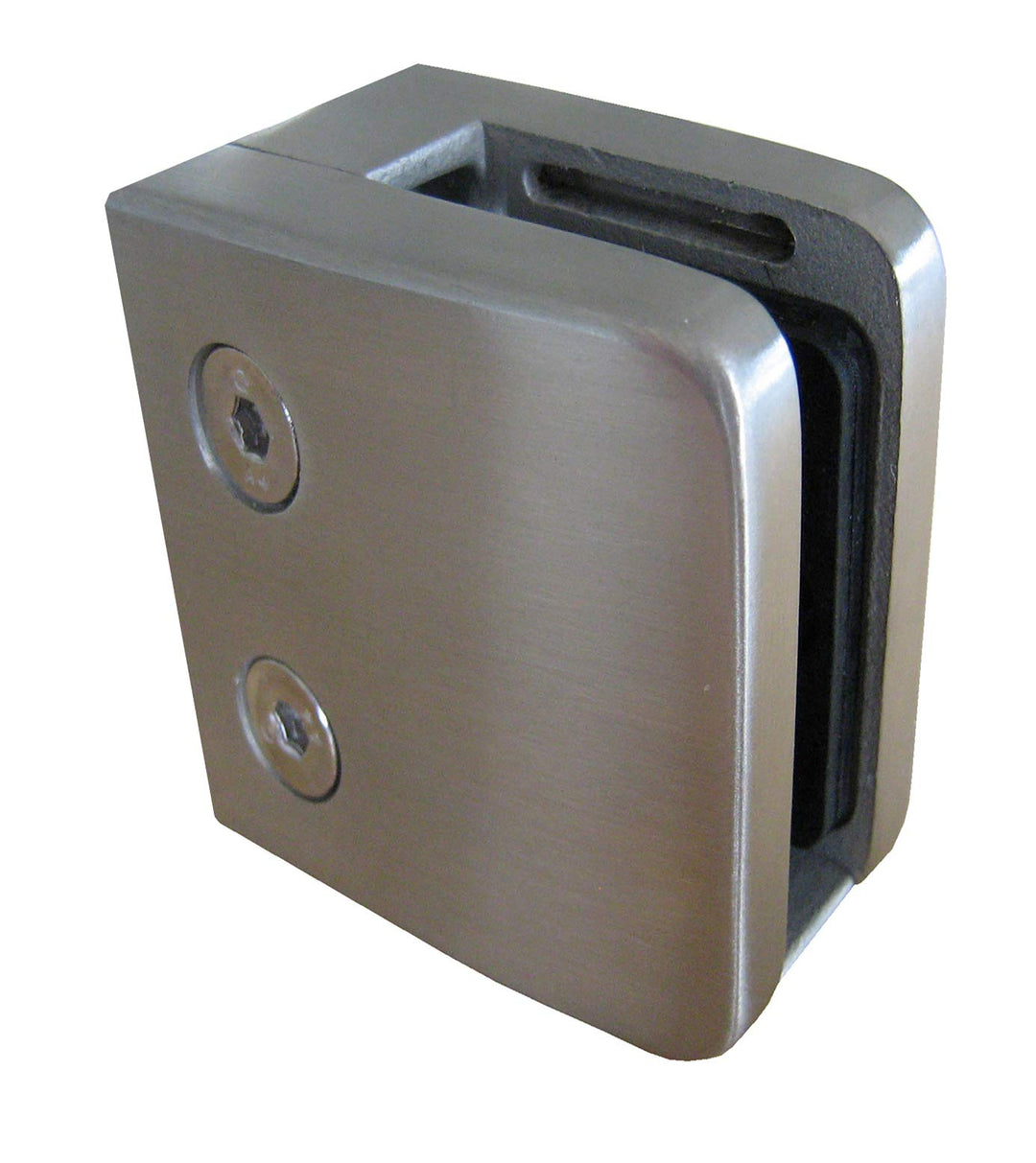 PMC Edelstahl V2A Glashalter Klemmhalter Glasklemme Geländer Sicherungsplatte (Vierkantrohr - Flach,