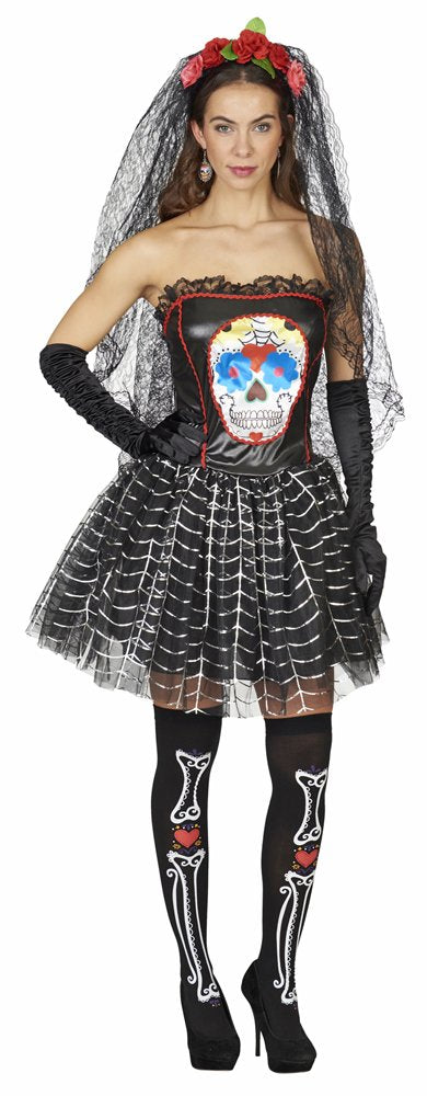Andrea Moden Day of The Dead Kostüm für Damen Schwarz Gr. 40 42 40-42 Schwarz, 40-42 Schwarz