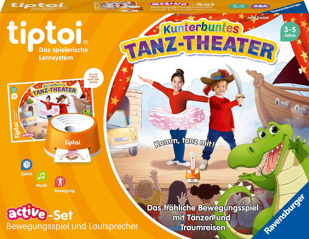 Ravensburger tiptoi Spiel 00122 ACTIVE Set Kunterbuntes Tanz-Theater, Bewegungsspiel ab 3 Jahren