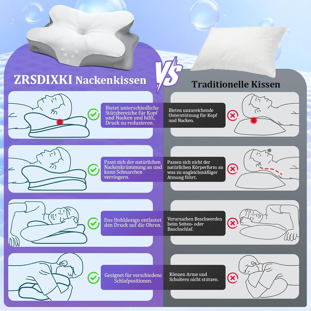 Nackenkissen Kopfkissen - Memory Foam Kissen - Stabile Nackenstütze Schlafkissen Pillows for Sleepin