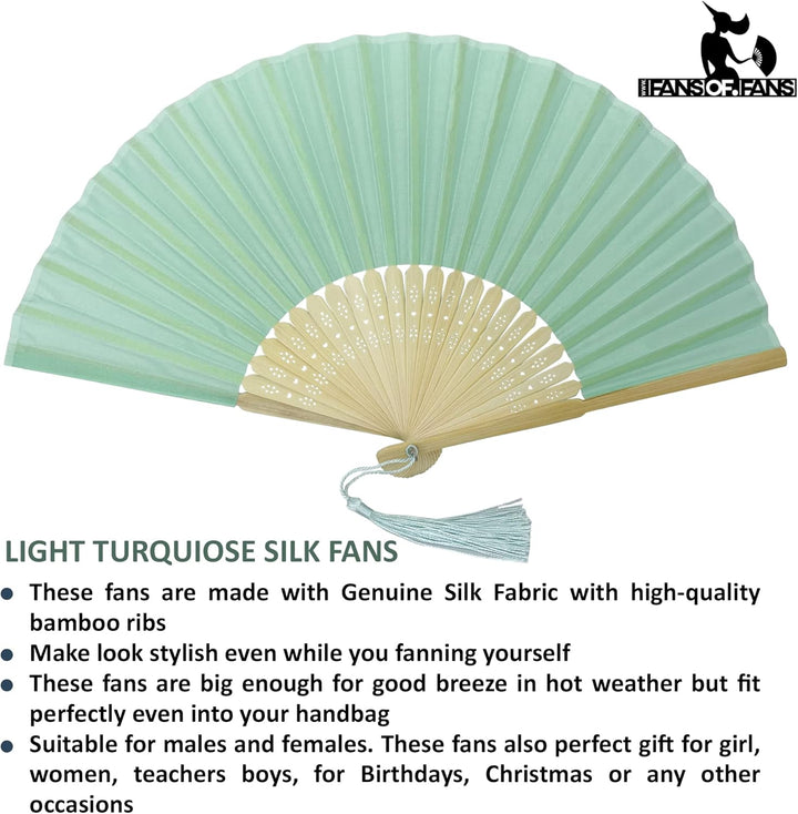 FANSOF.FANS Handfächer aus Stoff mit Quaste, Güteklasse A, Bambusrippen, für Party, Hochzeit, Gastge